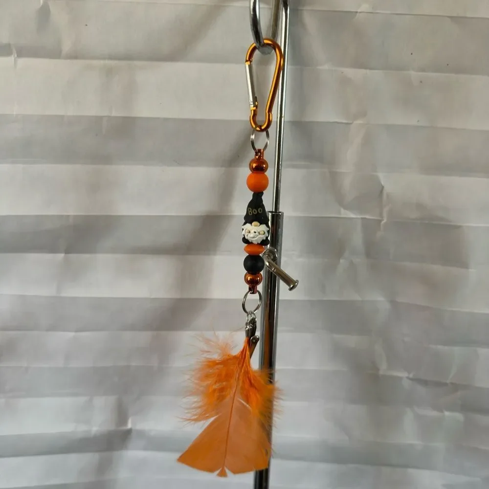 Feather Clip Keychain Halloween Gnome Themed Handmade